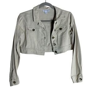 Favlux Fashion Cropped Denim Jacket Beige Women’s Small